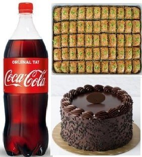 Çay Saati ve Kutlama Paketi Pasta Baklava ve Cola Seti Nevşehir pasta